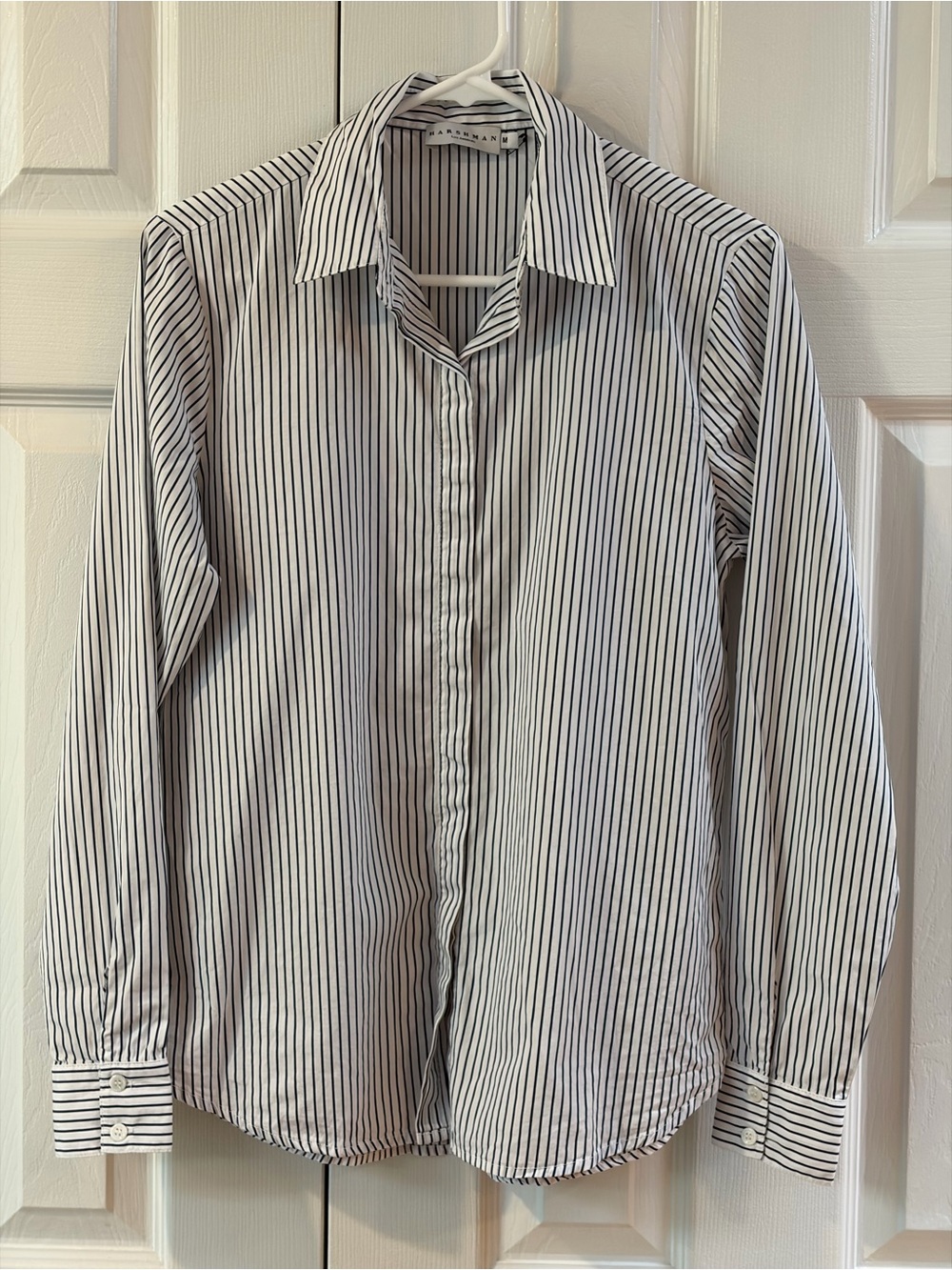 Harshman Los Angeles Navy and White Pinstripe Button Up Shirt Size M